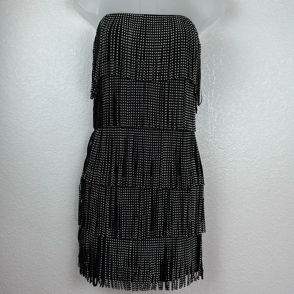 Area Stars Black Strapless Fringe Mini Dress Size X-Small NWT - Picture 3 of 9